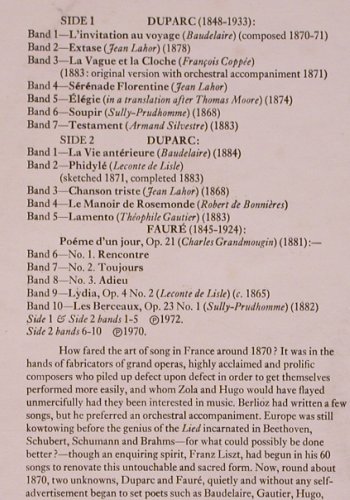 Souzay,Gerard: Duparc 12 Melodies, Faure (franz.), EMI (HQS 1258), UK, 1972 Typ: LP Best.-Nr.: K354 Preis: 9,00 Euro