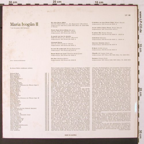 Ivogün,Maria: Lebendige Vergangenheit II, m-/vg+, LV (LV 68), A Typ: LP Best.-Nr.: K358 Preis: 6,00 Euro