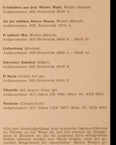 Ivogün,Maria: Lebendige Vergangenheit II, m-/vg+, LV (LV 68), A Typ: LP Best.-Nr.: K358 Preis: 6,00 Euro