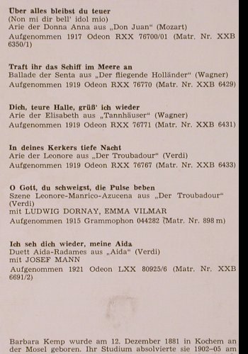 Kemp,Barbara: Lebendige Vergangenheit II, m-/VG+, LV (LV 166), A Typ: LP Best.-Nr.: K360 Preis: 6,00 Euro