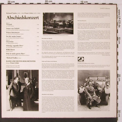 Lehar,Franz / Richard Tauber: Abschiedskonzert, m-/vg+, Marcato (34 827 6), D, 1978 Typ: LP Best.-Nr.: K395 Preis: 6,00 Euro