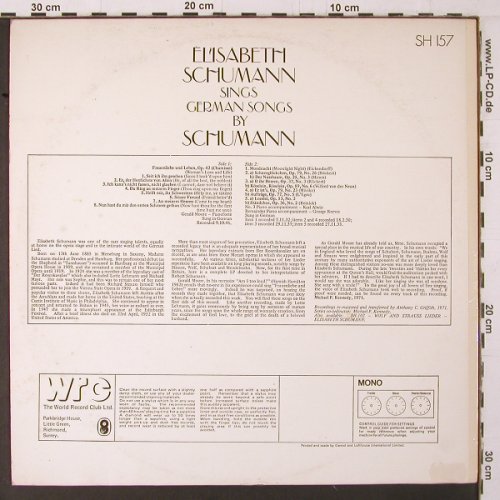 Schumann,Elisabeth: sings German Songs by Schubert, World Records (SH 157), UK Typ: LP Best.-Nr.: K397 Preis: 6,00 Euro