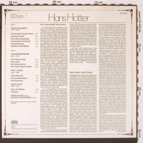 Hotter,Hans: Lieder Schubert,Brahms, Loewe, Wolf, Acanta (BB 23.037), D, 1977 Typ: LP Best.-Nr.: K403 Preis: 6,00 Euro