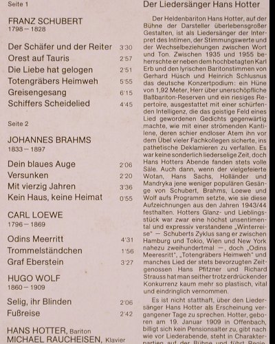 Hotter,Hans: Lieder Schubert,Brahms, Loewe, Wolf, Acanta(BB 23.037), D, 1977 - LP - K403 - 6,00 Euro