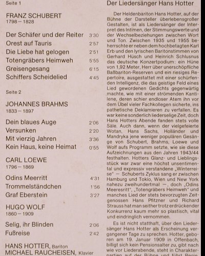 Hotter,Hans: Lieder Schubert,Brahms, Loewe, Wolf, Acanta (BB 23.037), D, 1977 Typ: LP Best.-Nr.: K403 Preis: 6,00 Euro