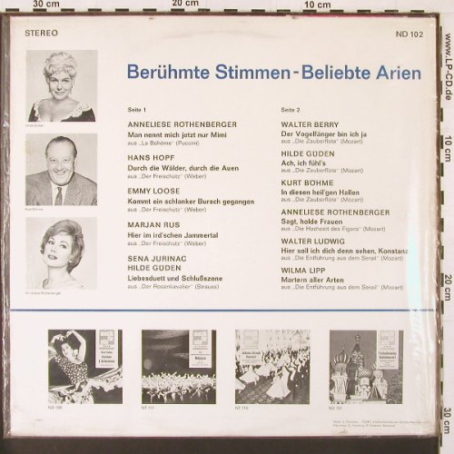V.A.Berühmte Stimmen-Beliebte: Arien, 11 Tr., FS-New, Decca (ND 102), D Typ: LP Best.-Nr.: K40 Preis: 7,50 Euro