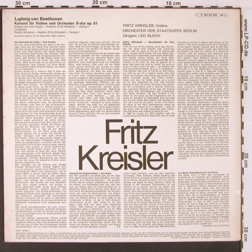Kreisler,Fritz: Beethoven, Violinkonzert d-dur op61, Dacapo (C 047-01243 ML), D, Ri, 1926 Typ: LP Best.-Nr.: K413 Preis: 9,00 Euro