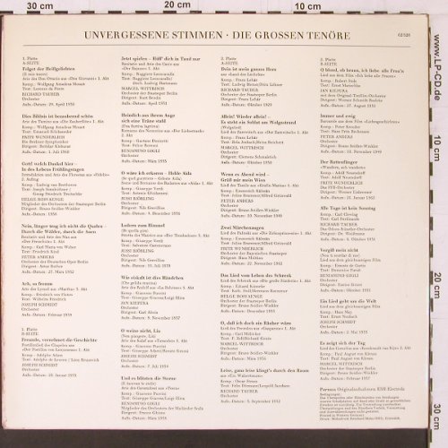 V.A.Unvergessene Stimmen: Die Grossen Tenöre, 27 Tr., Foc, Parnass(62 528), D, Mono,  - 2LP - K419 - 7,50 Euro