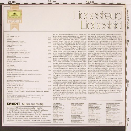 V.A.Liebesfreud Liebesleid: Kreisler...de Falla, (1969), D.Gr.Favorit(2535 612), D, 1978 - LP - K421 - 7,50 Euro