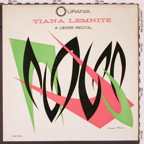 Lemnitz,Tiana: A Lieder Recital. Schubert, Corneli, Urania(UR 7013), US, 1951 - LP - K429 - 9,00 Euro