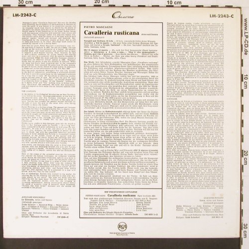 Mascagni,Pietro: Cavalleria Rusticana - Arien&Szenen, RCA (LM-2243-C), D Typ: LP Best.-Nr.: K42 Preis: 6,00 Euro