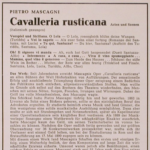 Mascagni,Pietro: Cavalleria Rusticana - Arien&Szenen, RCA (LM-2243-C), D Typ: LP Best.-Nr.: K42 Preis: 6,00 Euro