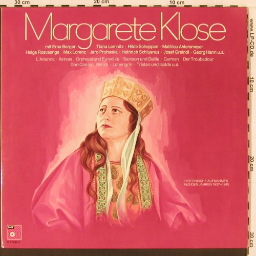 Klose,Margarete: Same,Historische Aufn. 1937-1945, BASF (22 2 484-2), D, Foc, 1974 Typ: 2LP Best.-Nr.: K430 Preis: 7,50 Euro