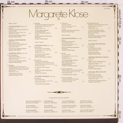 Klose,Margarete: Same,Historische Aufn. 1937-1945, BASF (22 2 484-2), D, Foc, 1974 Typ: 2LP Best.-Nr.: K430 Preis: 7,50 Euro