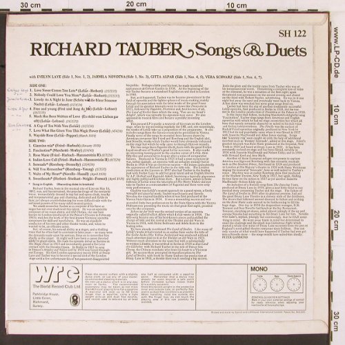 Tauber,Richard: Songs & Duets (sung in engl.), World Sound(SH 122), UK, woc,  - LP - K434 - 6,00 Euro