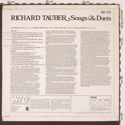 Tauber,Richard: Songs & Duets (sung in engl.), World Sound(SH 122), UK, woc,  - LP - K434 - 6,00 Euro