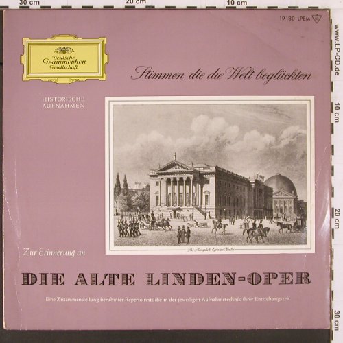 V.A.Die Alte Linden-Oper: Stimmen die die Welt beglückten, D.Gr. (LPEM 19 180), D, Mono, 1959 Typ: LP Best.-Nr.: K438 Preis: 9,00 Euro