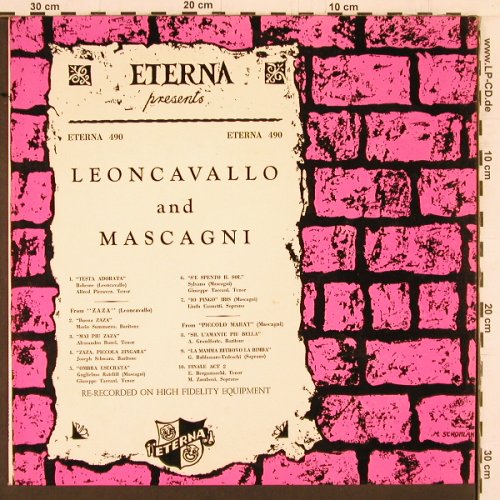 Leoncavallo,Ruggiero / Mascagni: Vocal Highlights from, Eterna(490), US,  - LP - K439 - 7,50 Euro