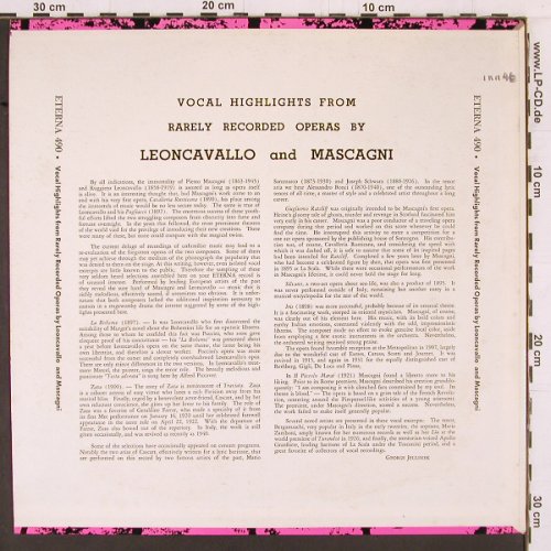 Leoncavallo,Ruggiero / Mascagni: Vocal Highlights from, Eterna(490), US,  - LP - K439 - 7,50 Euro