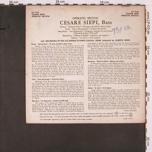 Siepi,Cesare: Operatic Recital by, London(LD 9169), US,  - 10inch - K442 - 6,00 Euro