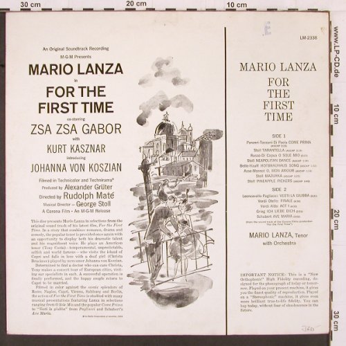 Lanza,Mario: For The First Time - Soundtrack, RCA (LM-2338), US, 1959 Typ: LP Best.-Nr.: K459 Preis: 9,00 Euro