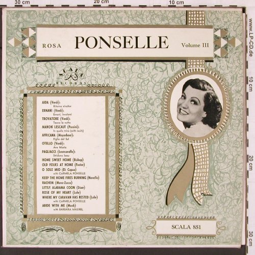 Ponselle,Rosa: Same, Volume 3, vg-/m-, Scala (851), US Typ: LP Best.-Nr.: K461 Preis: 5,00 Euro