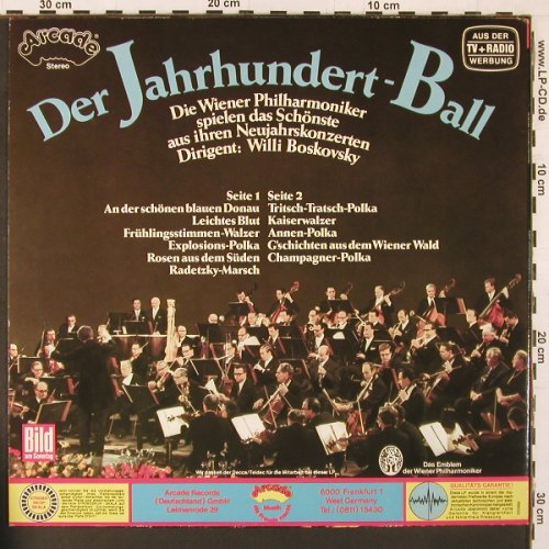 Wiener Philharmoniker: Der Jahrhundert-Ball, Neujahrskonz., Arcade(ADE G 123), D,  - LP - K47 - 6,00 Euro