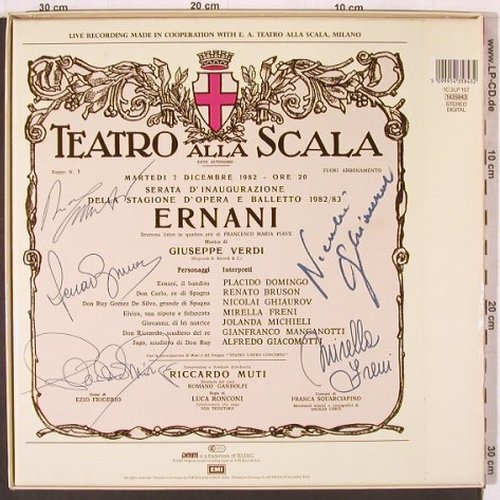 Verdi,Giuseppe: Ernani, Live Recording,  Box, EMI (1435843), D, 1983 Typ: 3LP Best.-Nr.: K480 Preis: 17,50 Euro