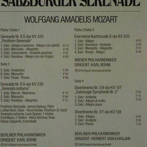 Mozart,Wolfgang Amadeus: Salzburger Serenade, Foc. 1968, D.Gr. Club Ed. (29 691-3), D, 1971 Typ: 2LP Best.-Nr.: K489 Preis: 9,00 Euro