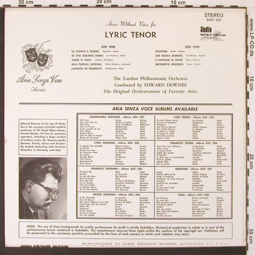 V.A.Arias Senza Voce: Lyric Tenor, 9 Tr., Audio Sprectrum (SASV 505), US Typ: LP Best.-Nr.: K48 Preis: 9,00 Euro