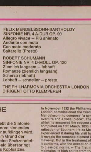 Mendelssohn Bartholdy,F./ Schumann: Sinfonie Nr.4 / Sinfonie Nr.4, EMI Electrola (C 053-00 524), D, Ri Typ: LP Best.-Nr.: K526 Preis: 6,00 Euro