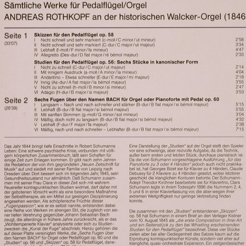 Schumann,Robert: Sämtliche Werke f.Pedalflügel/Orgel, Audite (audite 68.411), D, 1988 Typ: LP Best.-Nr.: K529 Preis: 9,00 Euro