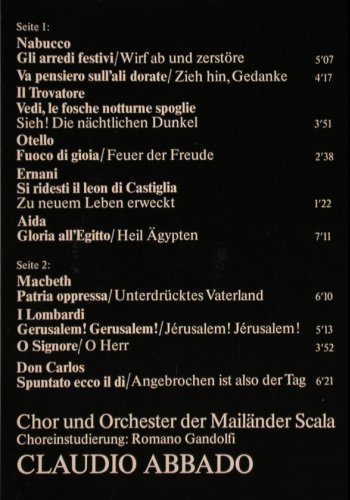 Verdi,Giuseppe: Die Schönsten Operarien, D.Gr. Club Ed. (26 122-2), D, 1975 Typ: LP Best.-Nr.: K534 Preis: 6,00 Euro