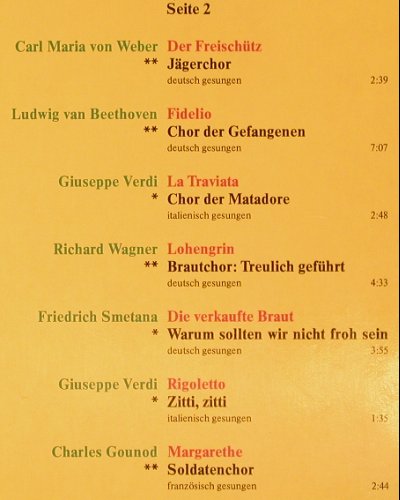 V.A.Die schönsten Opernchöre: Der Chor der Staatsoper Wien, Sonocord (26 001-8), D Typ: LP Best.-Nr.: K540 Preis: 5,00 Euro