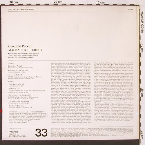 Puccini,Giacomo: Madame Butterfly, gr.Querschn.deut., Parnass (92 194), D Typ: LP Best.-Nr.: K548 Preis: 6,00 Euro