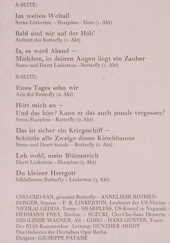 Puccini,Giacomo: Madame Butterfly, gr.Querschn.deut., Parnass (92 194), D Typ: LP Best.-Nr.: K548 Preis: 6,00 Euro