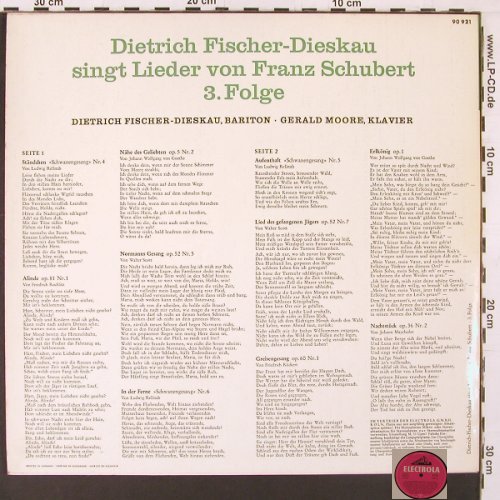 Fischer-Dieskau, Dietrich: singt Lieder von Fr.Schubert Folge3, Electrola (E 90 921), D Typ: LP Best.-Nr.: K54 Preis: 9,00 Euro