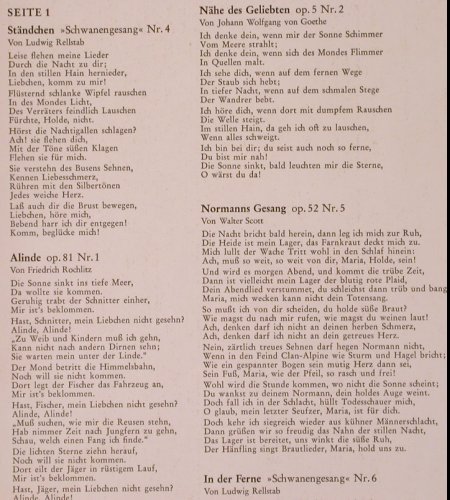Fischer-Dieskau, Dietrich: singt Lieder von Fr.Schubert Folge3, Electrola (E 90 921), D Typ: LP Best.-Nr.: K54 Preis: 9,00 Euro