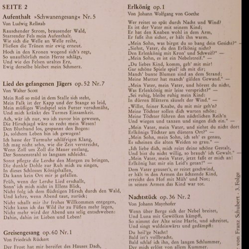 Fischer-Dieskau, Dietrich: singt Lieder von Fr.Schubert Folge3, Electrola(E 90 921), D,  - LP - K54 - 9,00 Euro