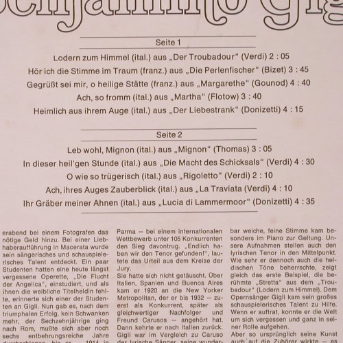 Gigli,Benjamino: Grosse Stimmen des Jahrhunderts, Europa(E 435), D,  - LP - K566 - 6,00 Euro