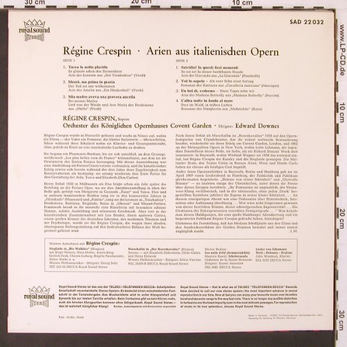 Crespin,Regine: Arien aus Italienischen Opern, Decca (SAD 22 032), D Typ: LP Best.-Nr.: K56 Preis: 7,50 Euro