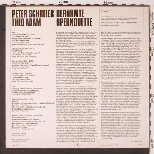 Schreier,Peter & Theo Adam: Berühmte Opernduette, Eterna (8 26 334), DDR, 1973 Typ: LP Best.-Nr.: K578 Preis: 7,50 Euro