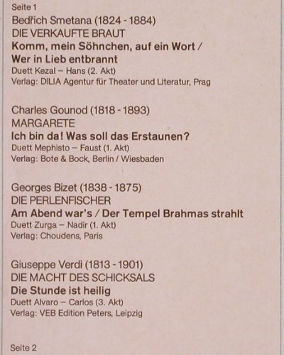 Schreier,Peter & Theo Adam: Berühmte Opernduette, Eterna (8 26 334), DDR, 1973 Typ: LP Best.-Nr.: K578 Preis: 7,50 Euro