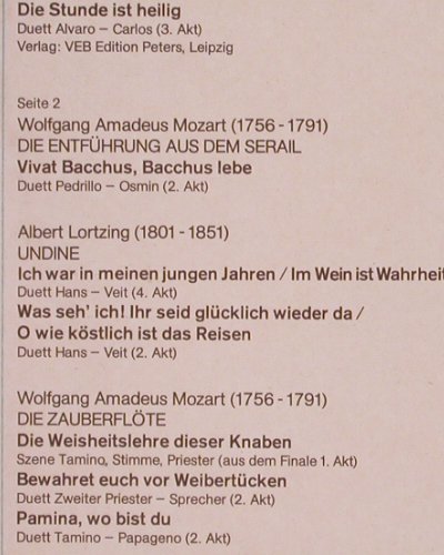 Schreier,Peter & Theo Adam: Berühmte Opernduette, Eterna (8 26 334), DDR, 1973 Typ: LP Best.-Nr.: K578 Preis: 7,50 Euro