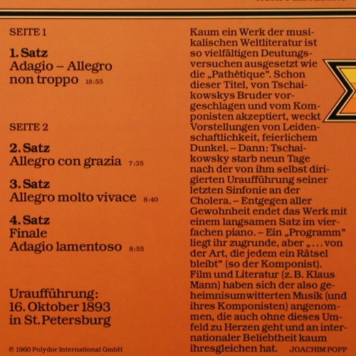 Tschaikowsky,Peter: Sinfonie Nr.6 h-moll op.74, Karussell / HörZu (2872 802), D, Ri Typ: LP Best.-Nr.: K583 Preis: 6,00 Euro