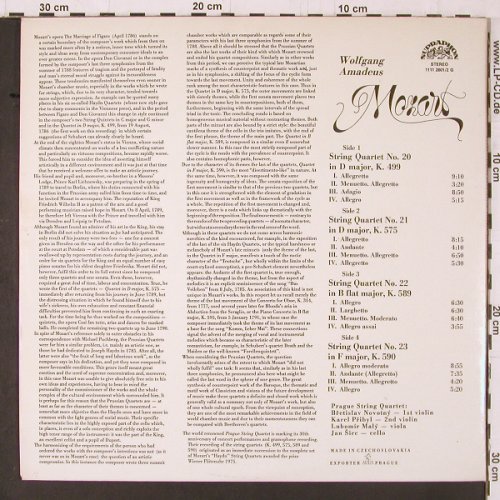 Mozart,Wolfgang Amadeus: Streichquartette Nos 20-23, Foc, Supraphon (1111 2601/2 G), CSSR, 1979 Typ: 2LP Best.-Nr.: K584 Preis: 9,00 Euro