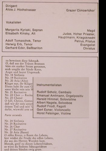 Keiser,Reinhard: Markus Passion, Foc, Calig (CAL 30 417/18), CH, 1971 Typ: 2LP Best.-Nr.: K58 Preis: 9,00 Euro