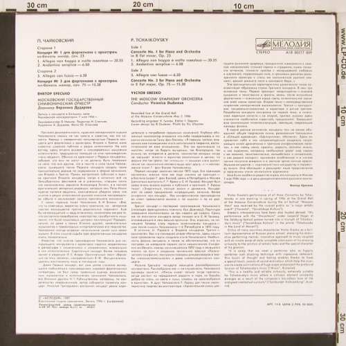 Tschaikowsky,Peter: Concertos Nos.1 and 3, piano&orch., Melodia(A10 00277 009), UDSSR, 1987 - LP - K591 - 7,50 Euro