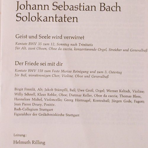 Bach,Johann Sebastian: Solokantaten, BWV 35 1-7, BWV 158, Cantate(651 224), D,  - LP - K605 - 7,50 Euro