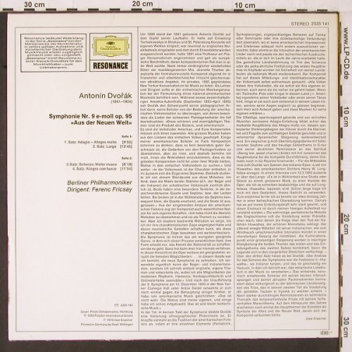 Dvorak,Antonin: Symphonie Nr.9 e-moll op.95, D.Gr. Resonance (2535 141), D, Ri, 1975 Typ: LP Best.-Nr.: K611 Preis: 6,00 Euro